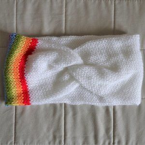 Rainbow Handmade Knitted Earwarmer Headband NWOT